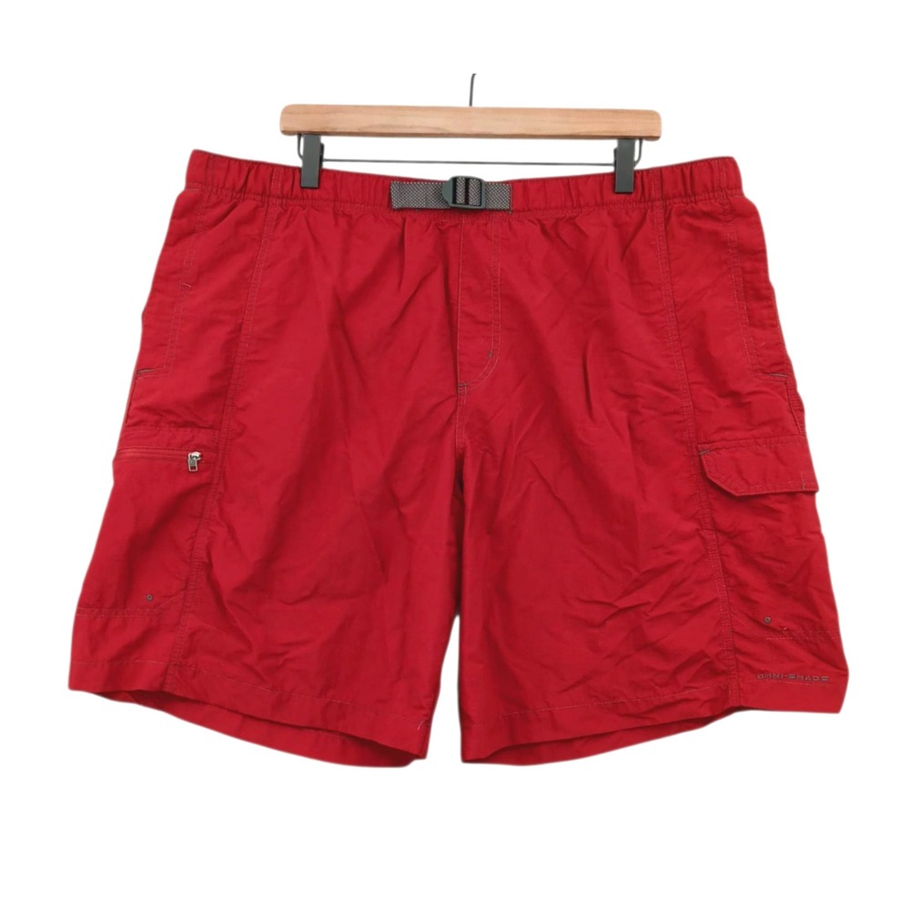 Columbia Shorts Mens XL Burgundy Active Lined Belted Sportswear Nylon Outdoors